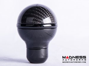FIAT 500 Gear Shift Knob - Black Italy - Carbon Fiber Top/ Black Base and Black Side Stripe
